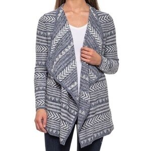 Lucky Brand Open Front Cardigan Blue Aztec Boho